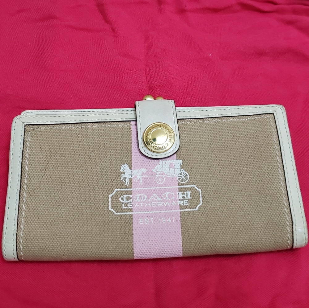 Coach wallet tattersall signature stripe